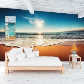 Vinyl wall murals palm trees and sunset on the beach