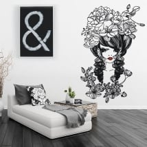 Decorative vinyl and stickers woman silhouette with flowers