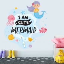 Decorative vinyl phrase in english i am cute mermaid