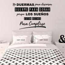 Decorative vinyl phrase sleeps to dream