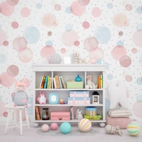 Vinyl wall murals with flowers and circles