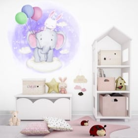 Children's or baby vinyl and stickers the elephant's flight