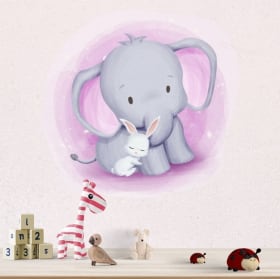 Children's or baby vinyl and stickers elephant and rabbit