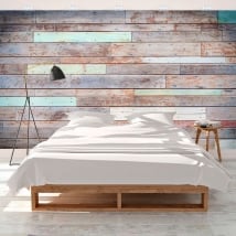 Vinyl murals rustic colored wood