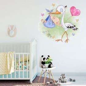 Decorative vinyl for babies stork and child