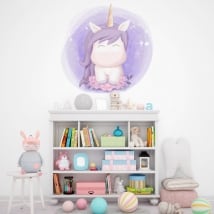 Children's or baby vinyl unicorn with flowers
