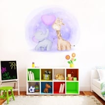 Children's or baby vinyl giraffe and elephant