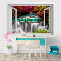 Vinyl 3d window waterfalls in thailand huay mae kamin