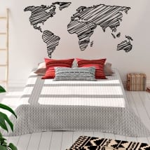 Decorative vinyl and stickers world map strokes