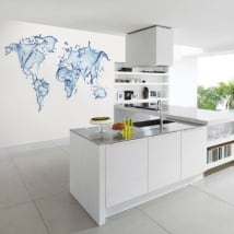 Wall murals world map water splash