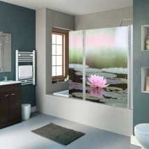 Vinyl bathroom screens lotus flower