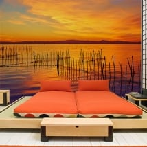 Wall murals sunset in the albufera of valencia