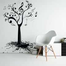 Vinyl and stickers tree with music notes