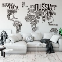 Vinyl and stickers text world map