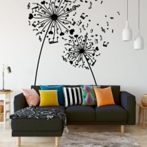 Vinyl and stickers dandelions with music notes