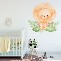 Vinyls and stickers for babies lion with flowers