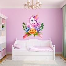 Vinyls and children's stickers watercolor unicorn