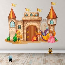 Vinyl stickers castle with princess and prince