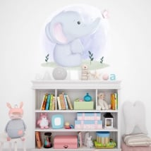 Vinyls and baby stickers elephant with butterfly