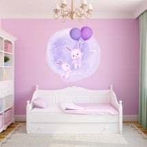 Vinyls and children's stickers rabbits with balloons