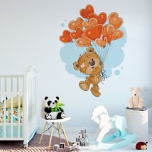 Vinyl and stickers bears with hearts balloons