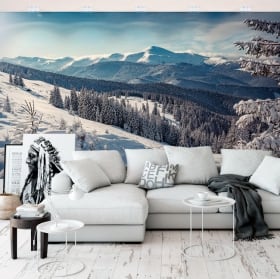 Vinyl wall murals landscape with snowy mountains