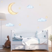 Vinyls and children's stickers moon clouds and stars