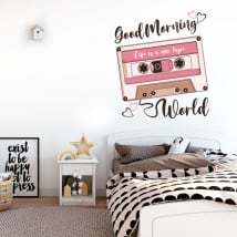 Vinyl and stickers english phrase good morning world