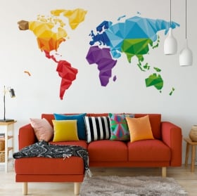 Vinyl and stickers polygonal triangles world map