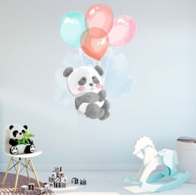 Vinyls and children's stickers panda bear with balloons