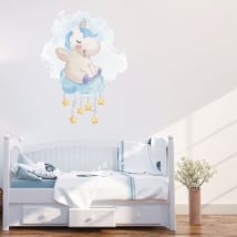 Vinyl and stickers unicorn on the cloud with stars