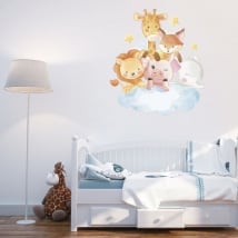 Vinyl and children's stickers animals in the cloud