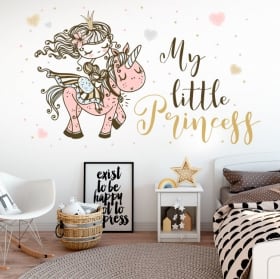 Vinyl and children's stickers princess with unicorn