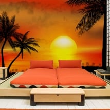 Vinyl wall murals beach sunset illustration