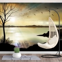 Vinyl wall murals illustration sunset landscape