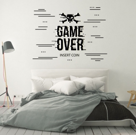 Video game stickers game over insert coin