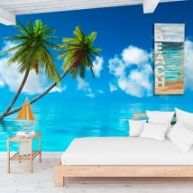 Vinyl wall murals palm trees in the sea