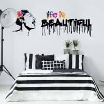 Vinyl stickers graffiti banksy life is beautiful