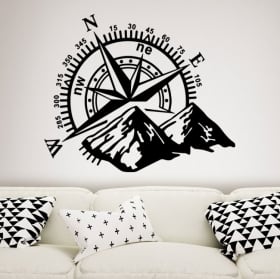 Decorative vinyl mountains and compass rose