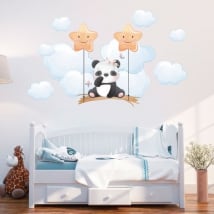 Vinyl and stickers for baby panda bear on the swing