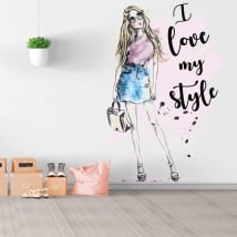 Vinyls and stickers woman silhouette with phrase i love my style