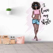 Decorative vinyl silhouette woman with phrase i love my style