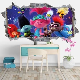 Vinyl stickers hole wall 3d trolls