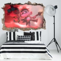 Vinyl and stickers hole wall rock and roll trolls 3d