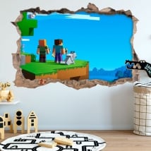 3d hole stickers minecraft video game