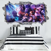Adhesive vinyl wall hole league of legends 3d
