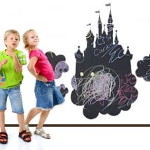 Vinyls black chalkboard castle with various clouds