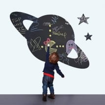 Vinyls black chalkboard planet saturn