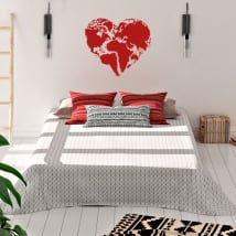 Vinyl and stickers world map heart