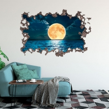 3d moon and sea stickers